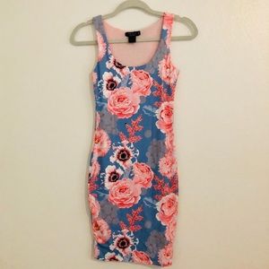 JOE & ELLE floral print midi bodycon dress.